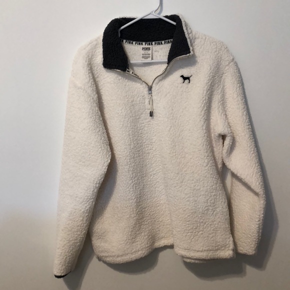 white sherpa quarter zip